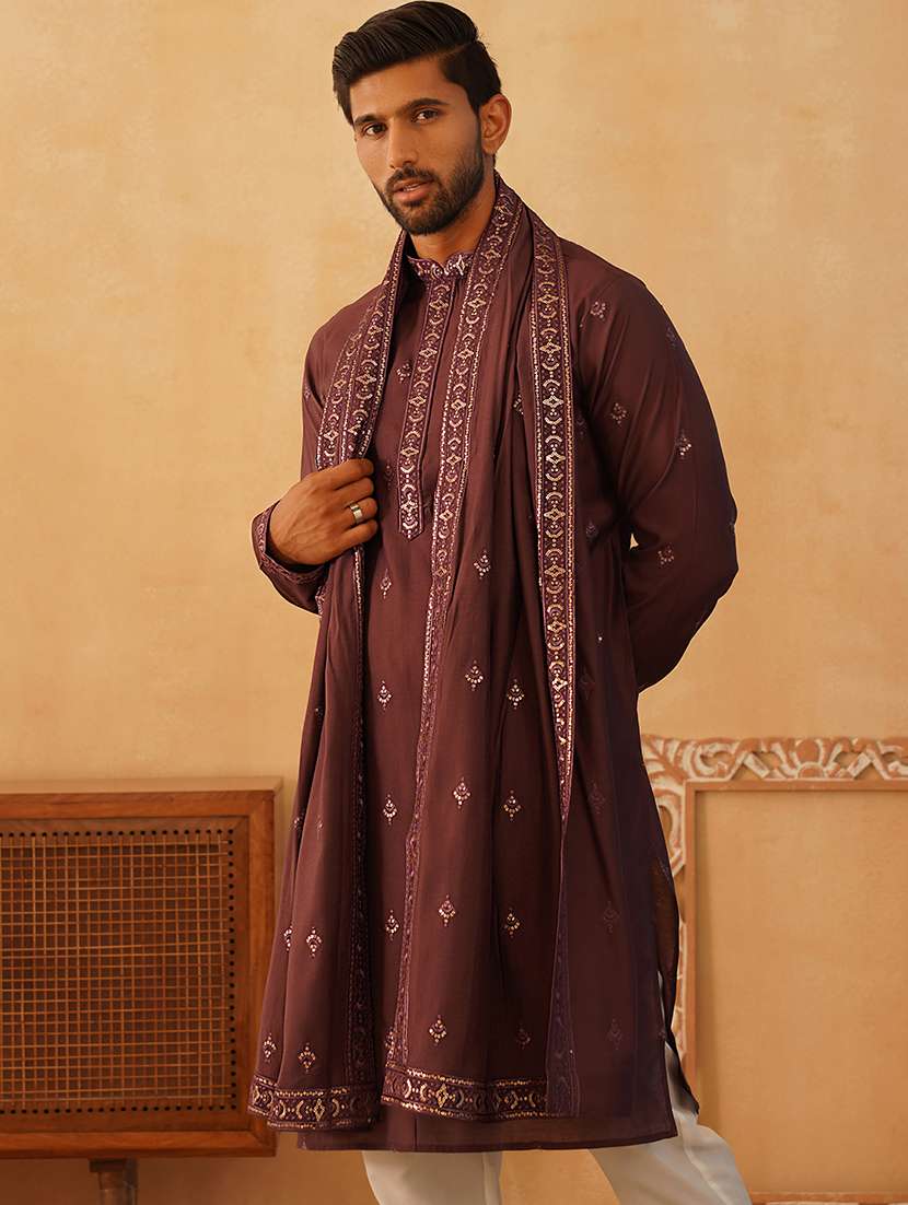men embroidered kurta pyjama ethnic wear set - 21484717 - Standard Image - 4