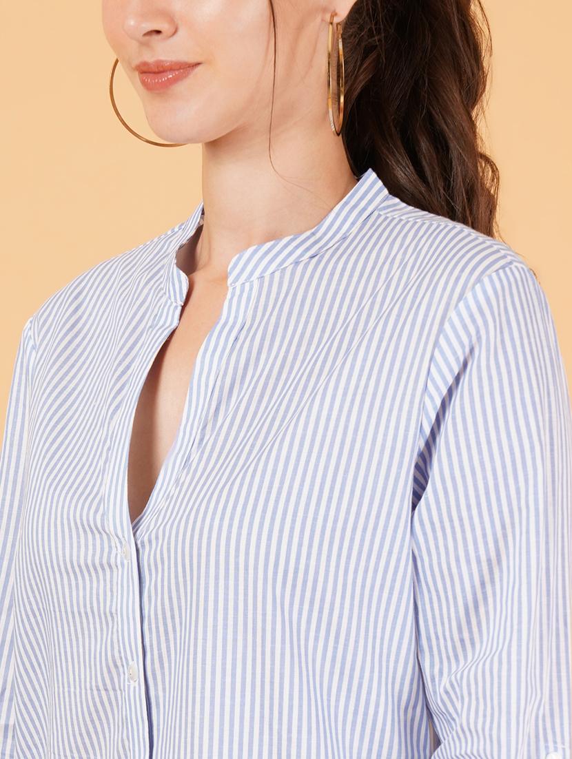 women light blue cotton regular shirt - 21484759 - Standard Image - 4