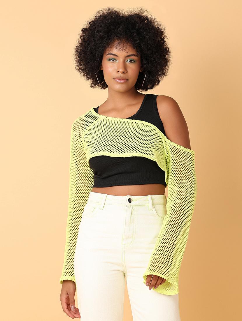 women light green cotton crop top - 21484880 - Zoom Image - 0