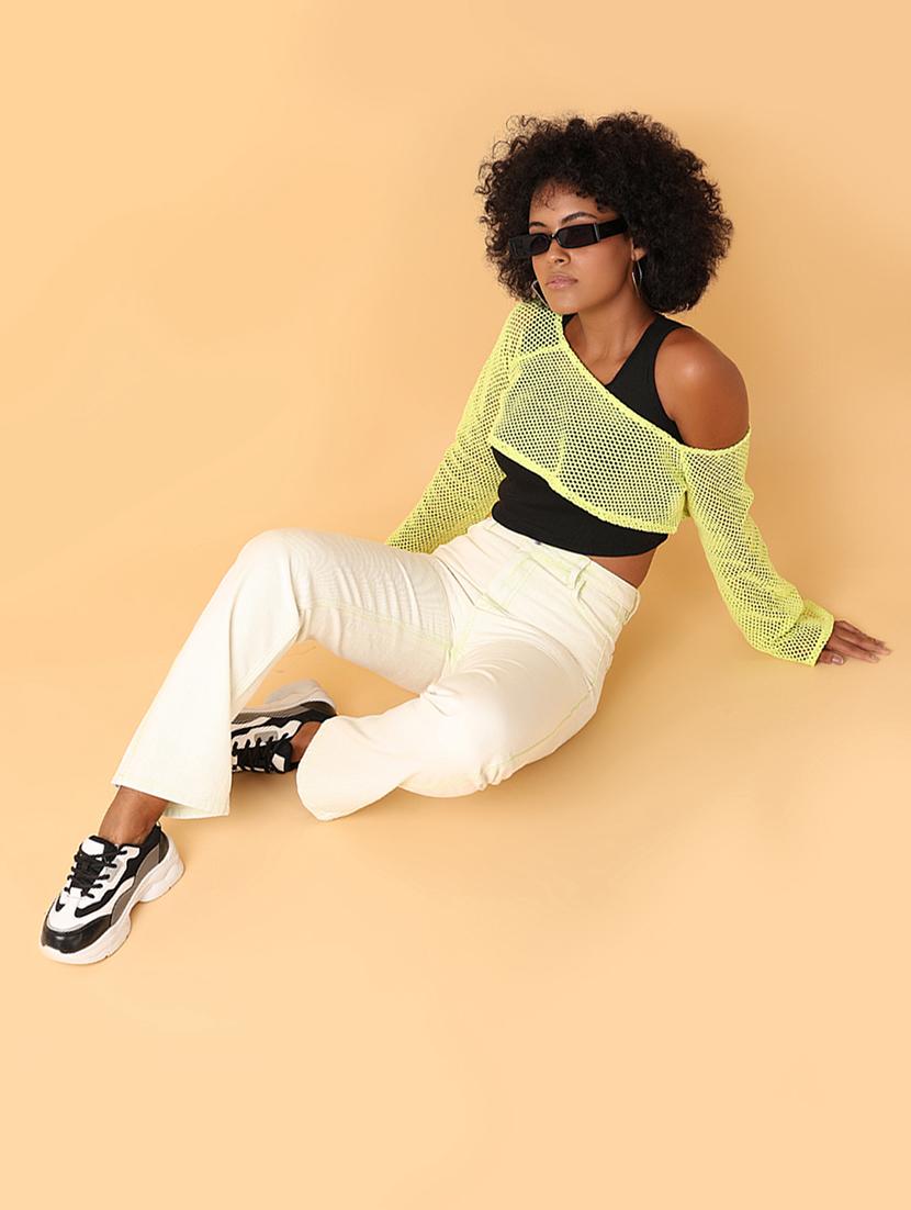 women light green cotton crop top - 21484880 - Standard Image - 4