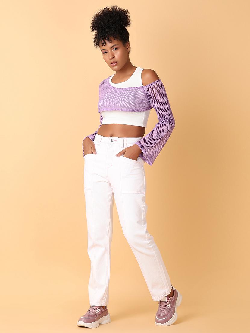 women purple cotton crop top - 21484881 - Standard Image - 4