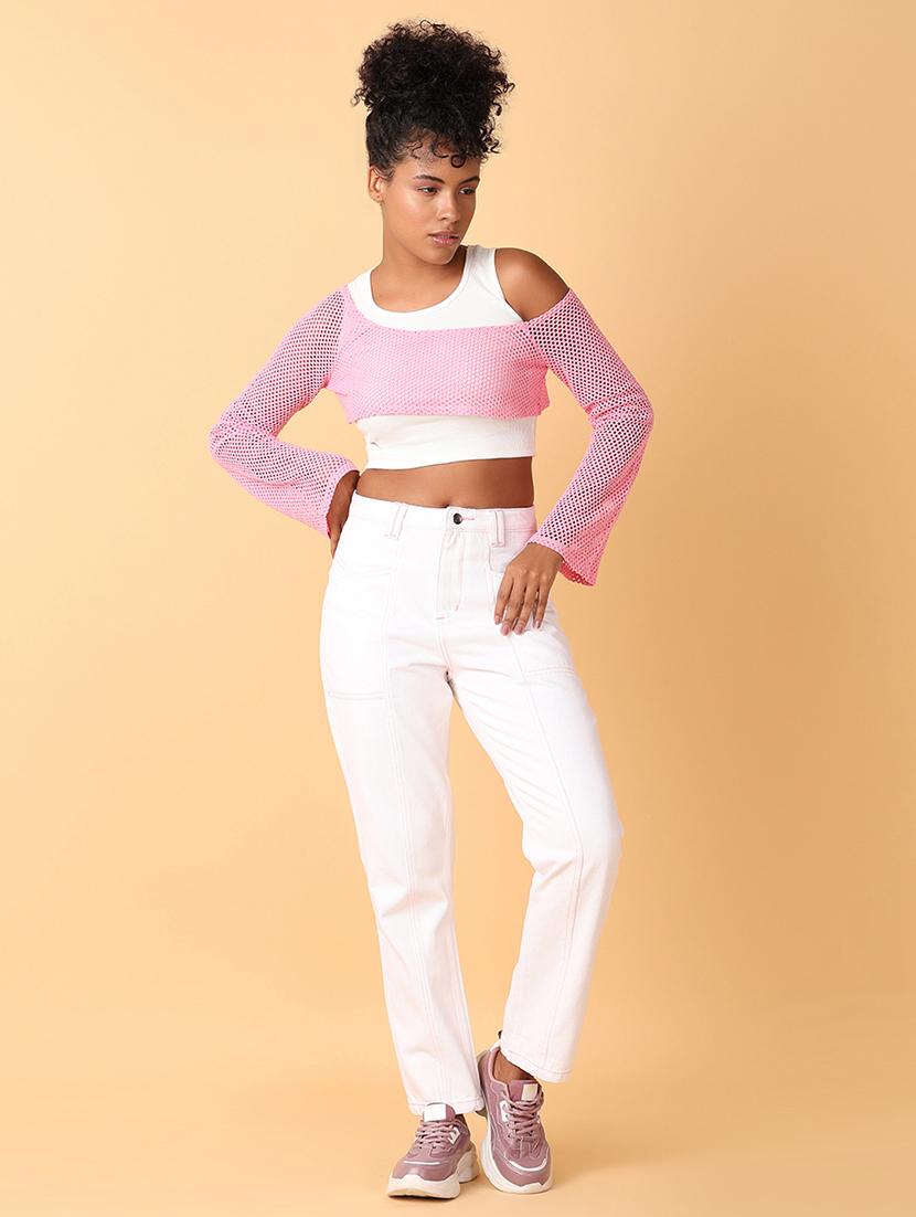 women pink cotton crop top - 21484883 - Standard Image - 4