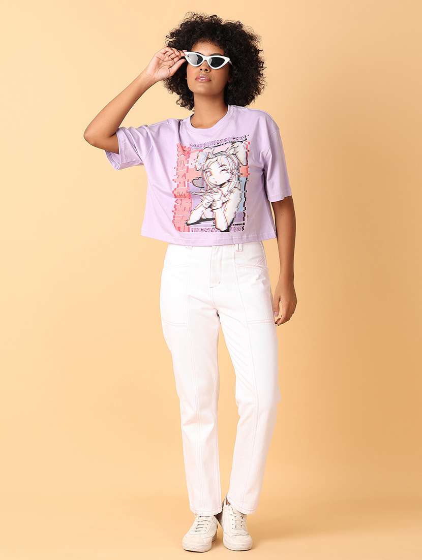 women crew neck graphic crop t-shirt - 21484888 -  Standard Image - 4