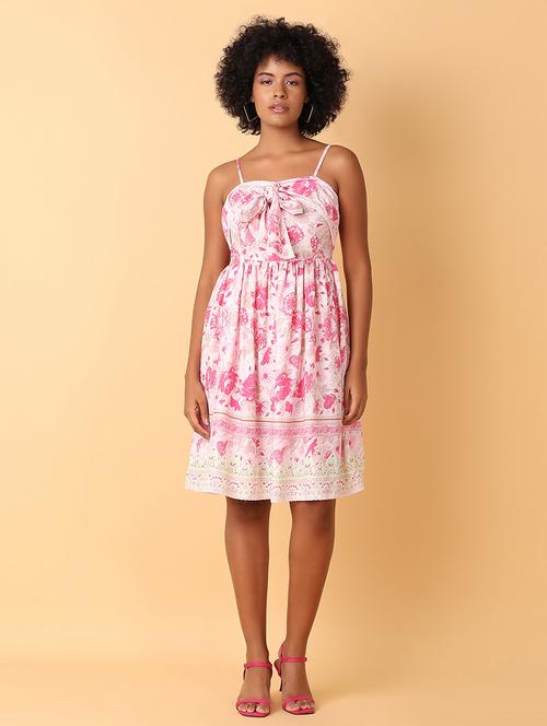 women pink rayon fit & flare dress - 21484892 - Standard Image - 0