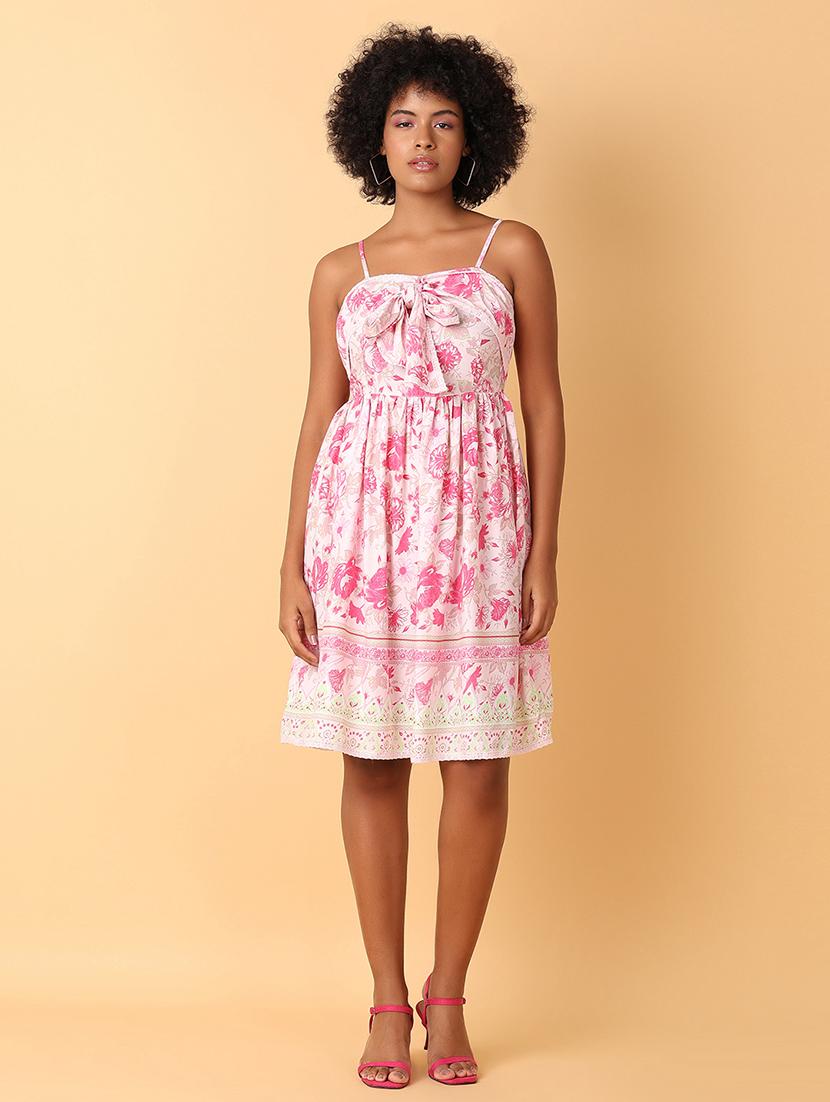 women pink rayon fit & flare dress - 21484892 - Zoom Image - 0