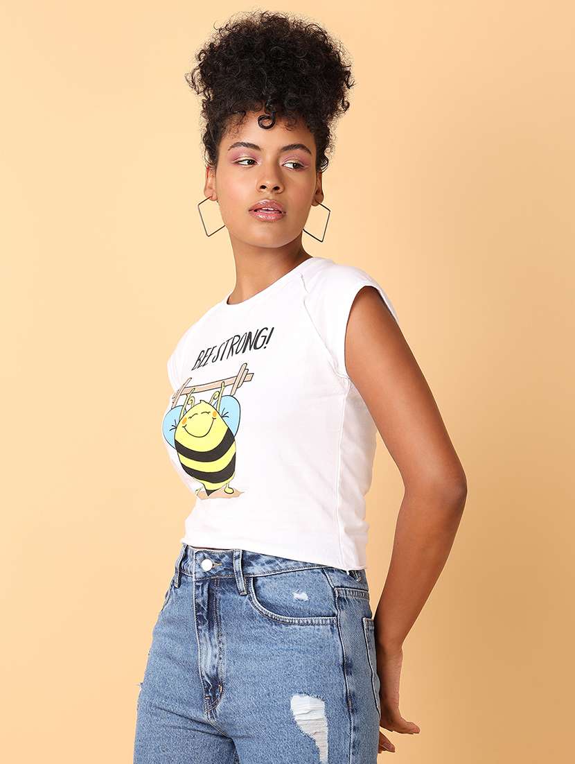 women crew neck graphic crop t-shirt - 21484897 -  Standard Image - 1