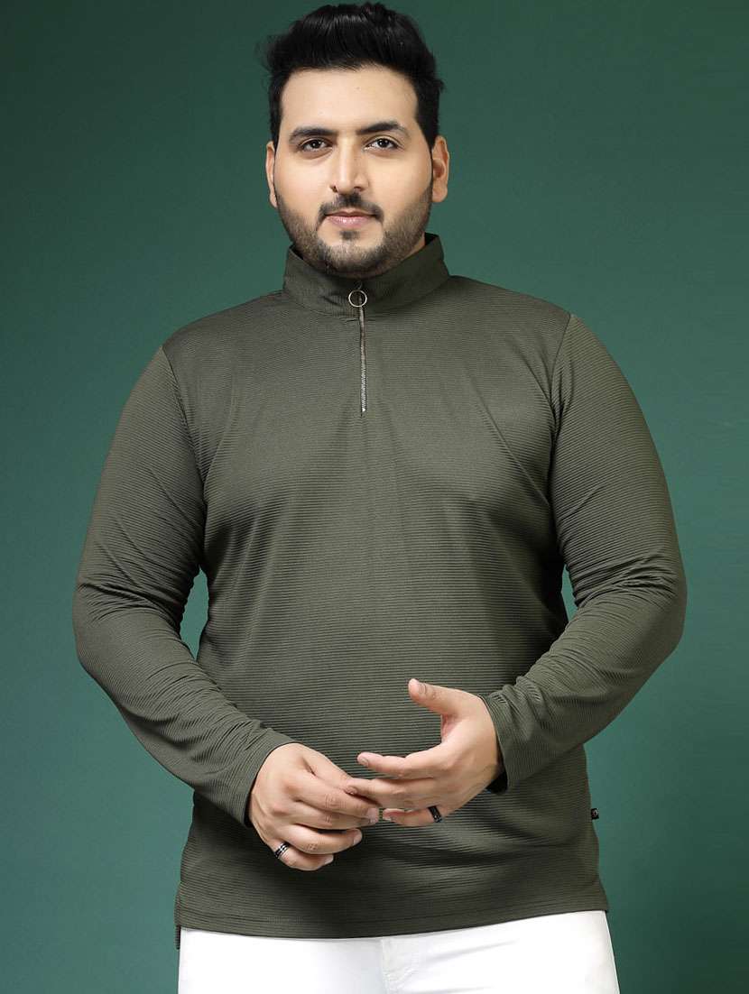 men long sleeve solid plus size t-shirt