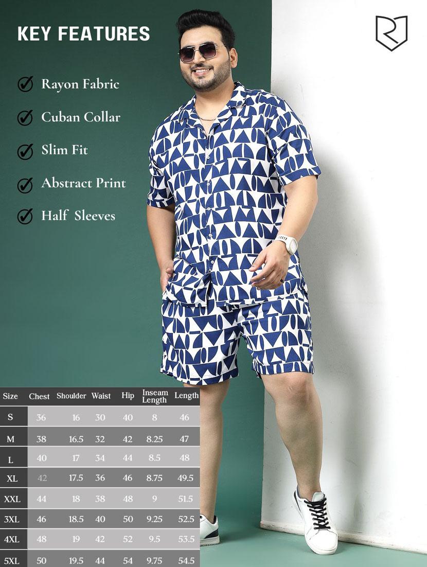 men blue printed rayon co-ord set - 21484916 - Standard Image - 1