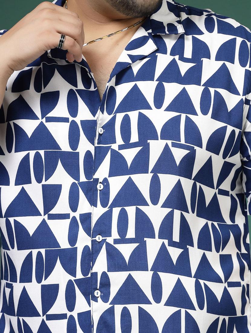 men blue printed rayon co-ord set - 21484916 - Standard Image - 4