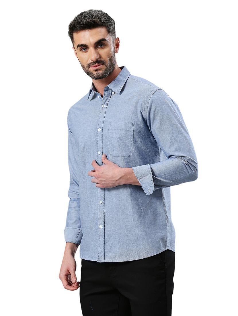 men long sleeved solid casual shirt - 21485004 - Standard Image - 1