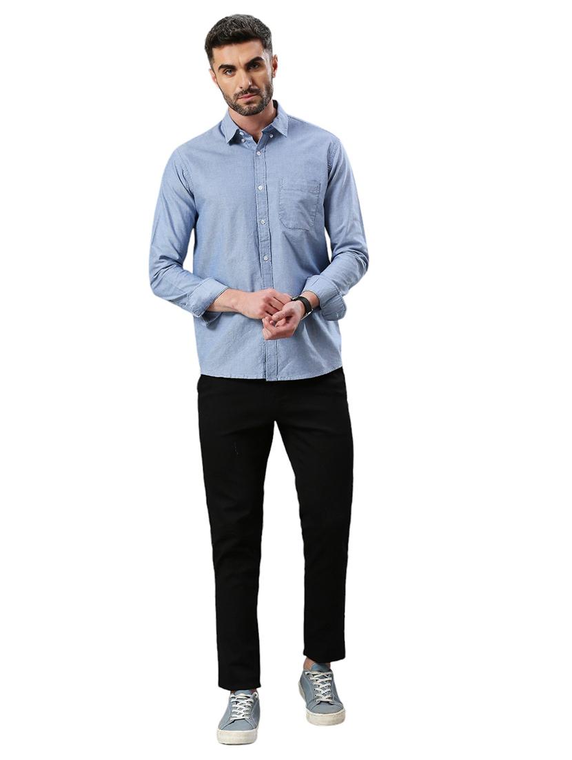men long sleeved solid casual shirt - 21485004 - Standard Image - 4