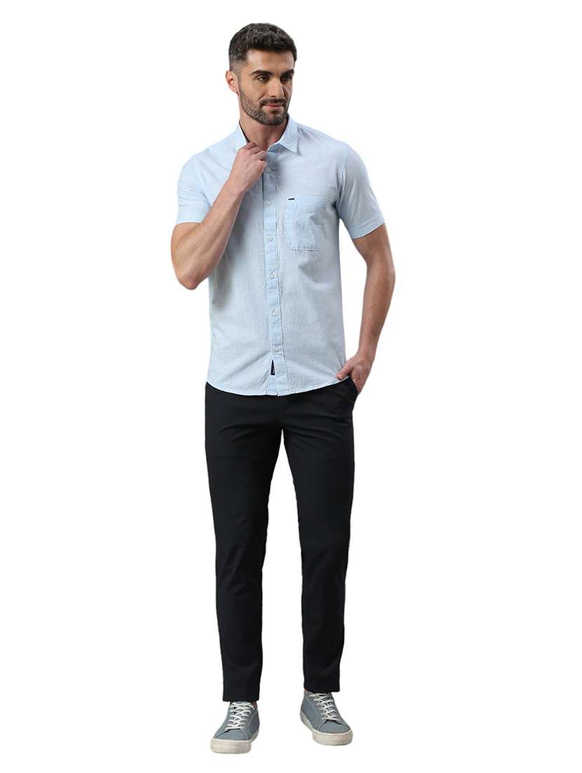 men short sleeved solid casual shirt - 21485023 - Standard Image - 4