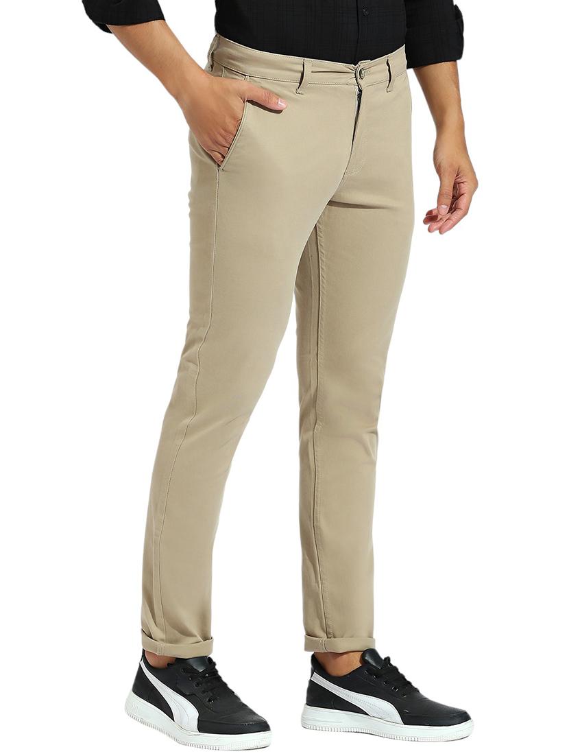 men solid mid rise chinos - 21485053 - Standard Image - 1