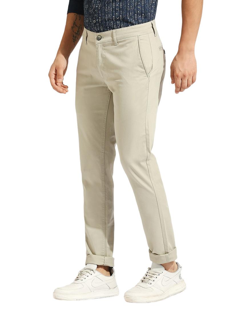 men solid mid rise chinos - 21485059 - Standard Image - 1