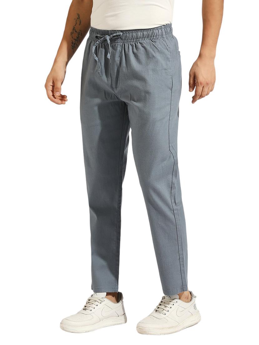 men solid mid rise chinos - 21485065 - Standard Image - 1