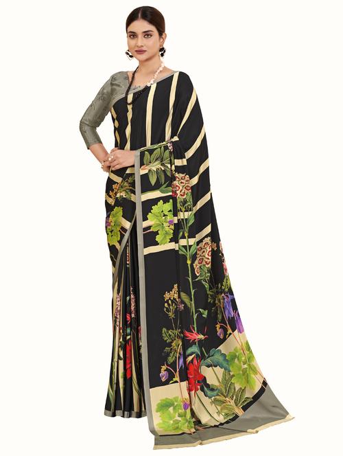 black silk printed saree - 21485134 -  Standard Image - 0