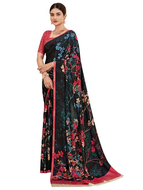 women black printed saree - 21485138 - Standard Image - 0
