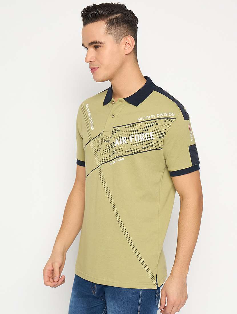 men printed short sleeve polo t-shirt - 21485148 -  Standard Image - 1
