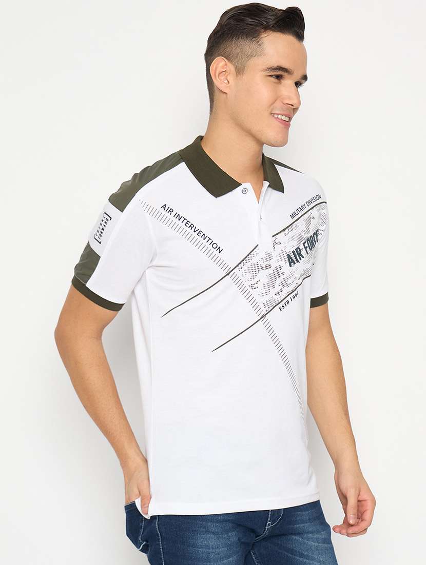 men polo neck front printed t-shirt - 21485149 -  Standard Image - 1