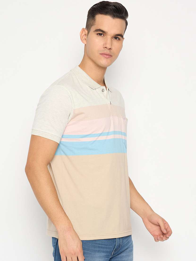 men color block short sleeve polo t-shirt - 21485183 -  Standard Image - 1