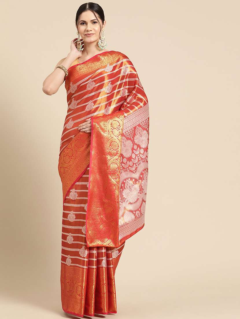 red silk bordered saree