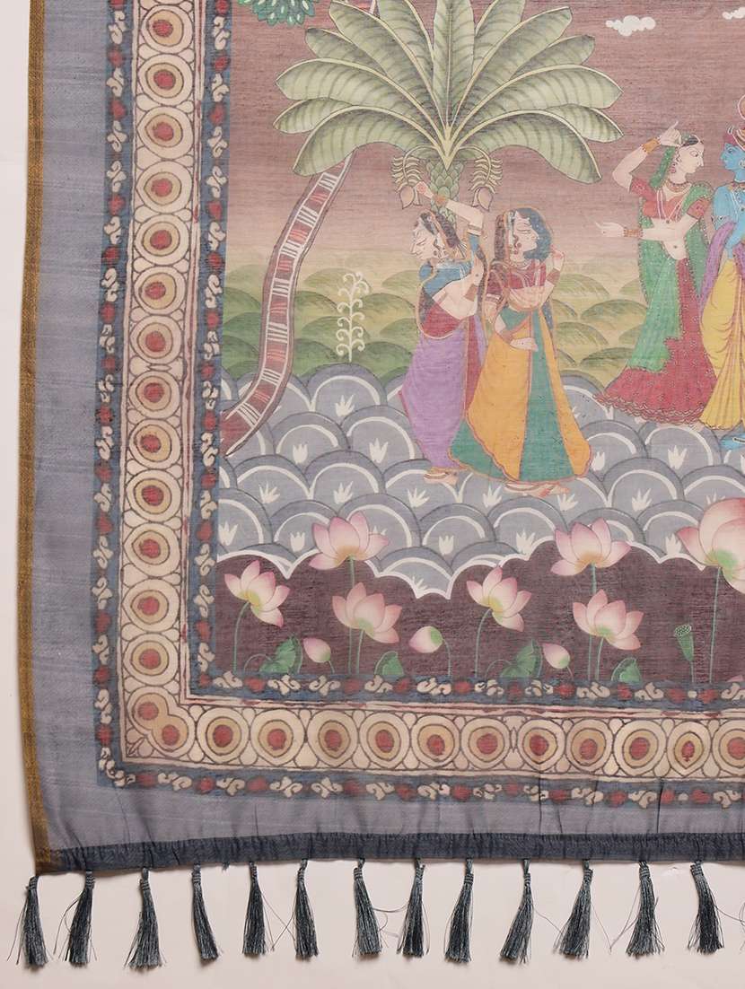 beige cotton blend maheshwari saree - 21485436 -  Standard Image - 4