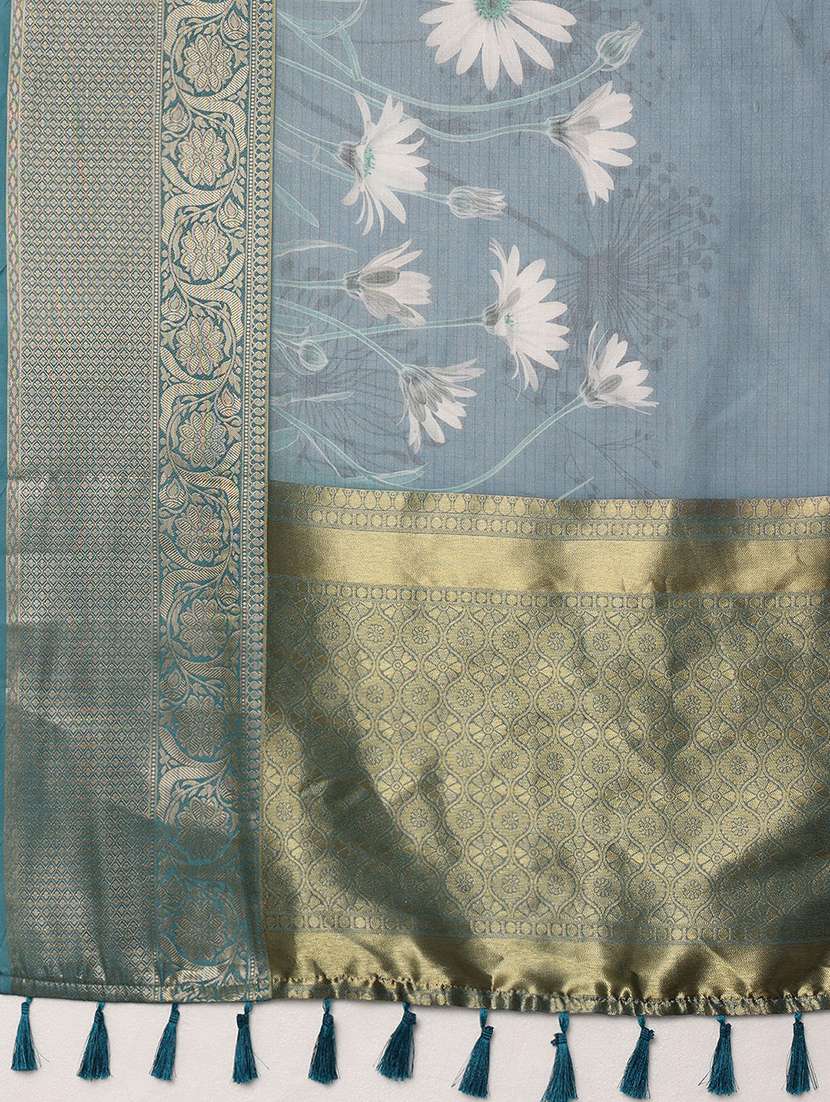 women floral printed zari bordered saree - 21485598 -  Standard Image - 4