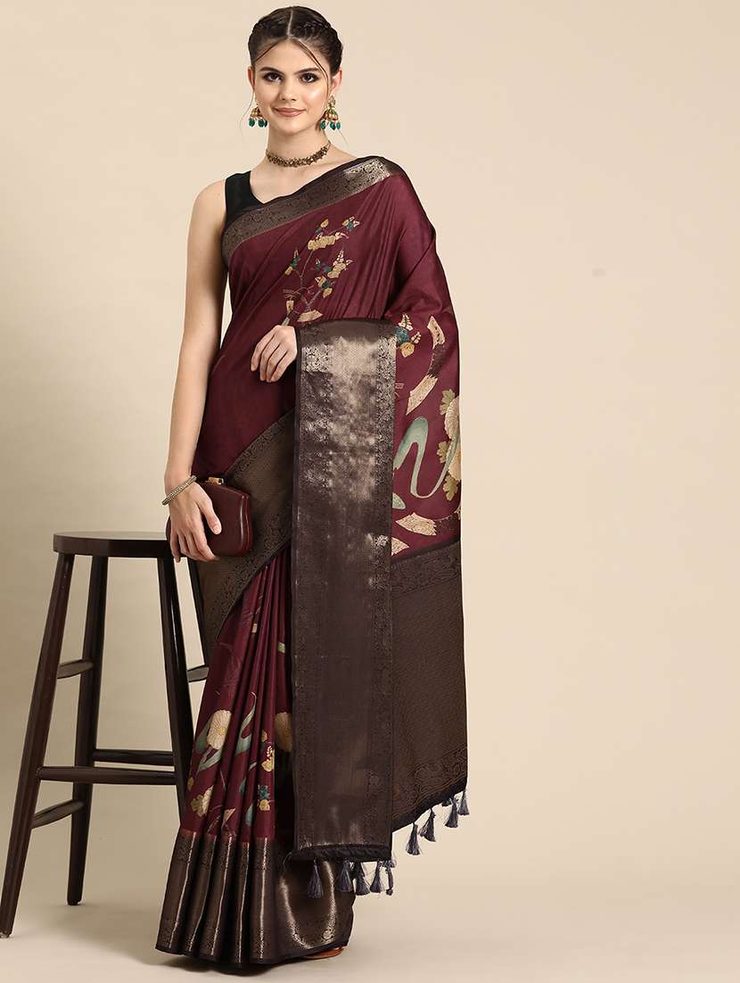  women self-design bordered saree with blouse - 21485631 -  Standard Image - 1