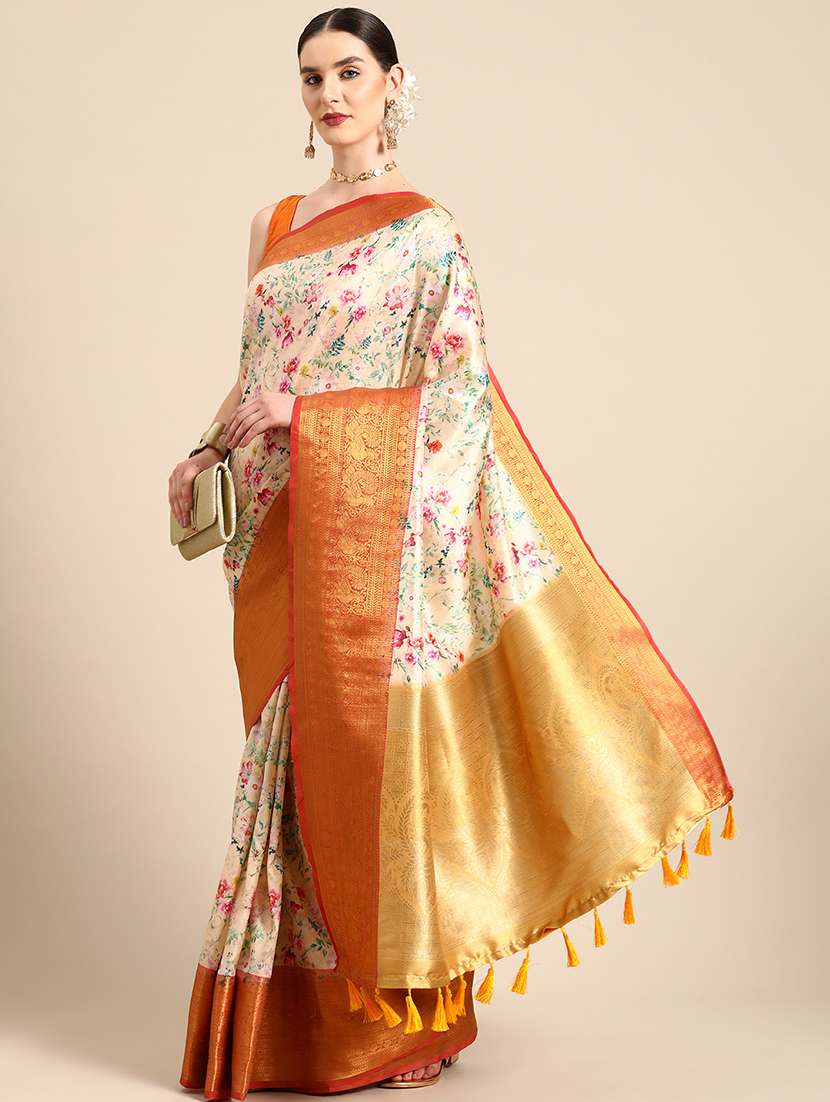  women self-design bordered saree with blouse - 21485693 -  Standard Image - 1