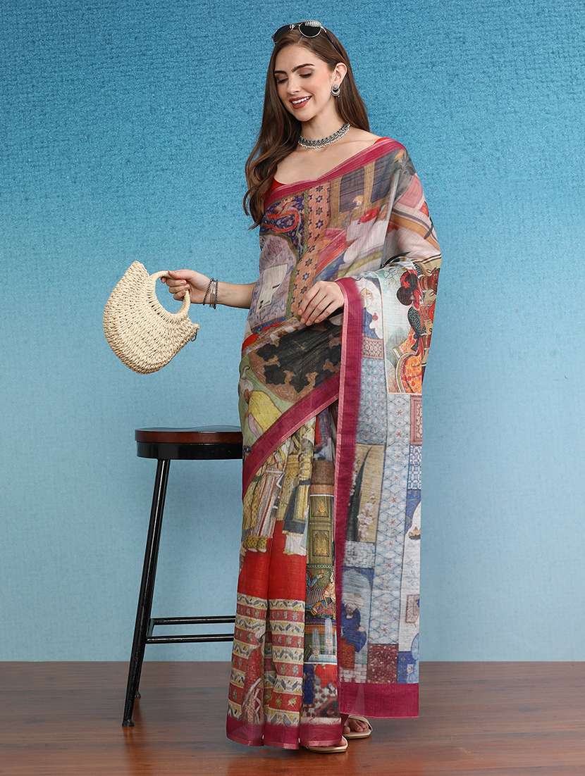 women printed bordered saree - 21485766 -  Standard Image - 1