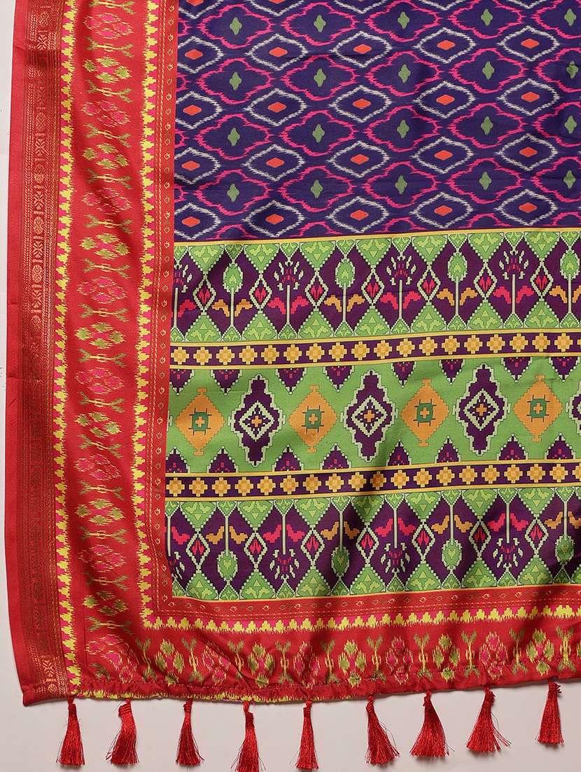 blue printed saree with blouse - 21485838 -  Standard Image - 4