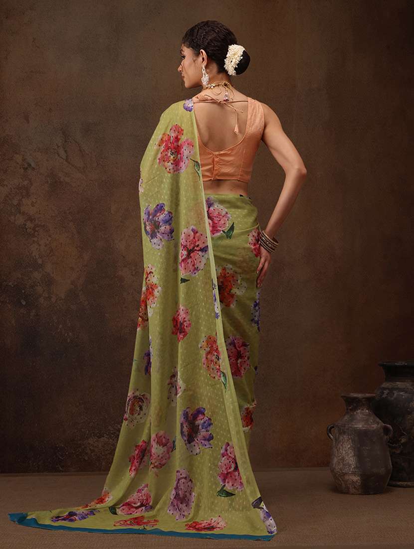 women printed casual saree with blouse  - 21485866 -  Standard Image - 1