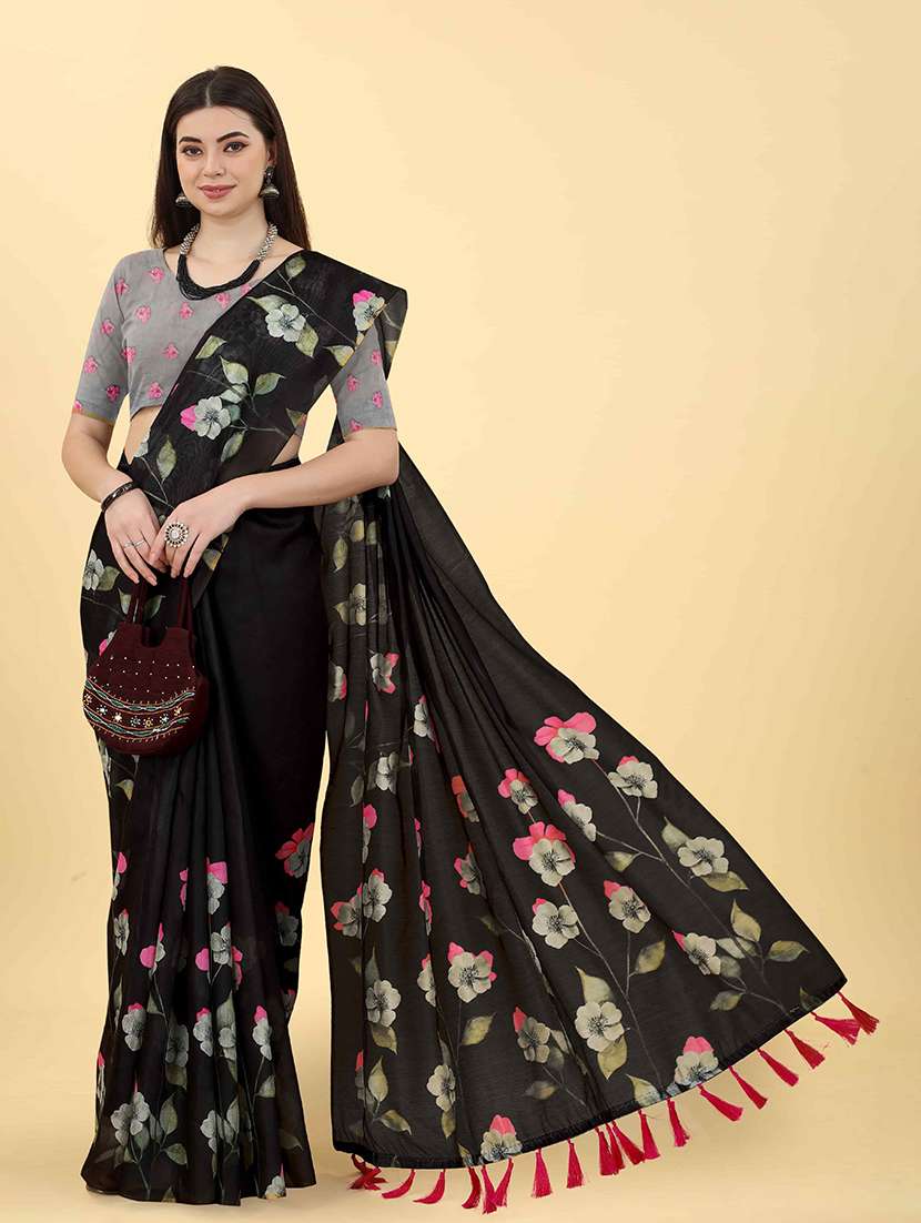 Women Printed Casual Saree With Blouse - 21485985 -  Standard Image - 1