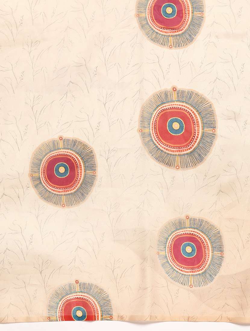 Beige Silk Blend Printed Saree - 21485998 -  Standard Image - 4
