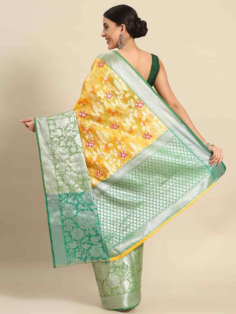 yellow cotton blend mysore silk saree - 21486007 -  Standard Image - 1
