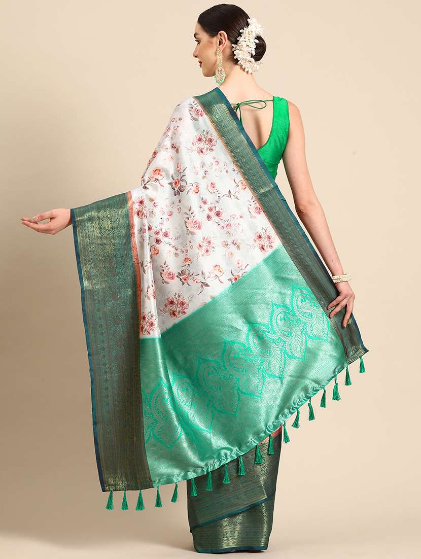 grey silk banarasi saree - 21486033 -  Standard Image - 1