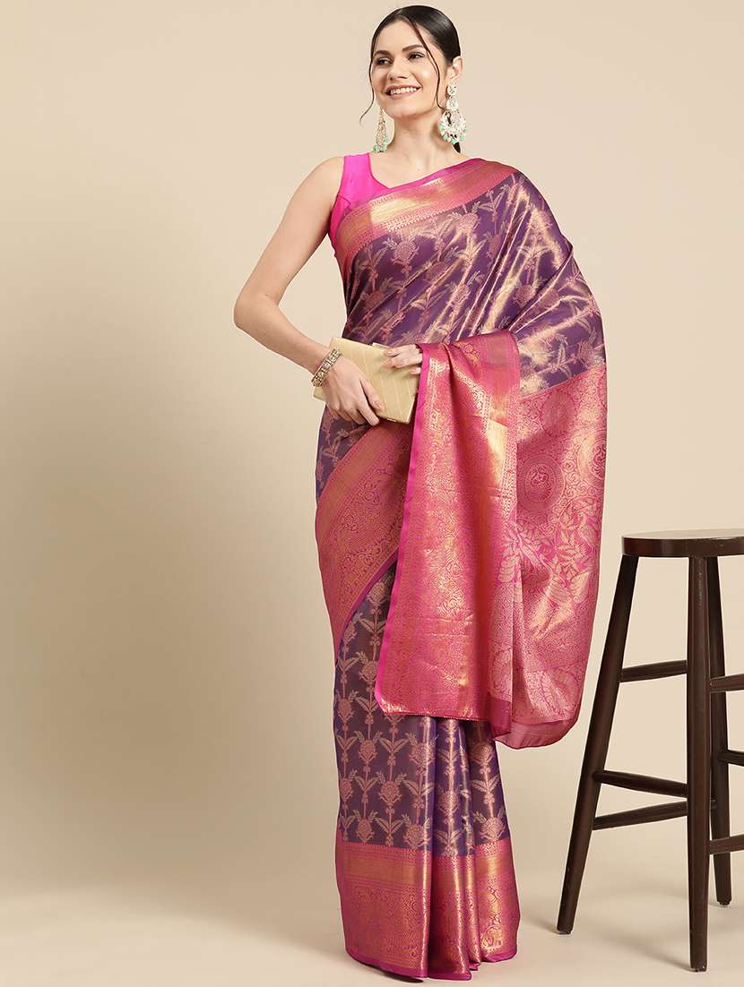 women purple banarasi saree - 21486063 -  Standard Image - 1
