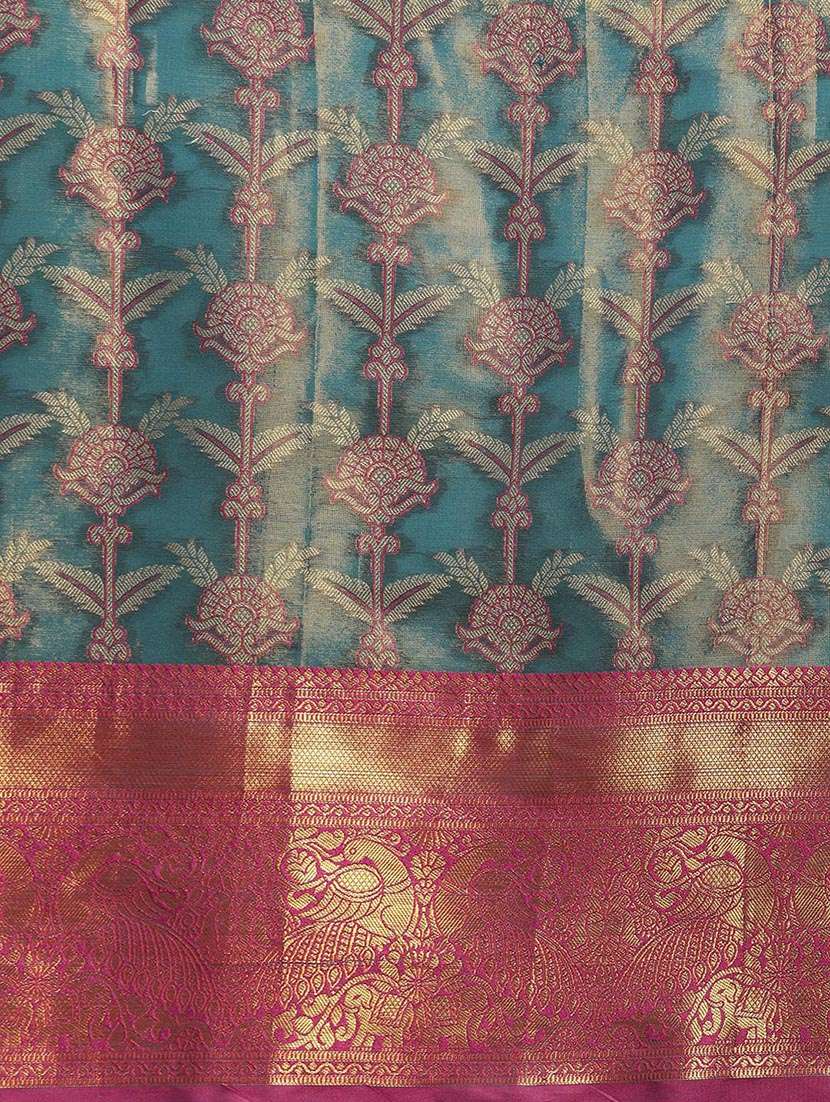 women teal green banarasi saree - 21486064 -  Standard Image - 4