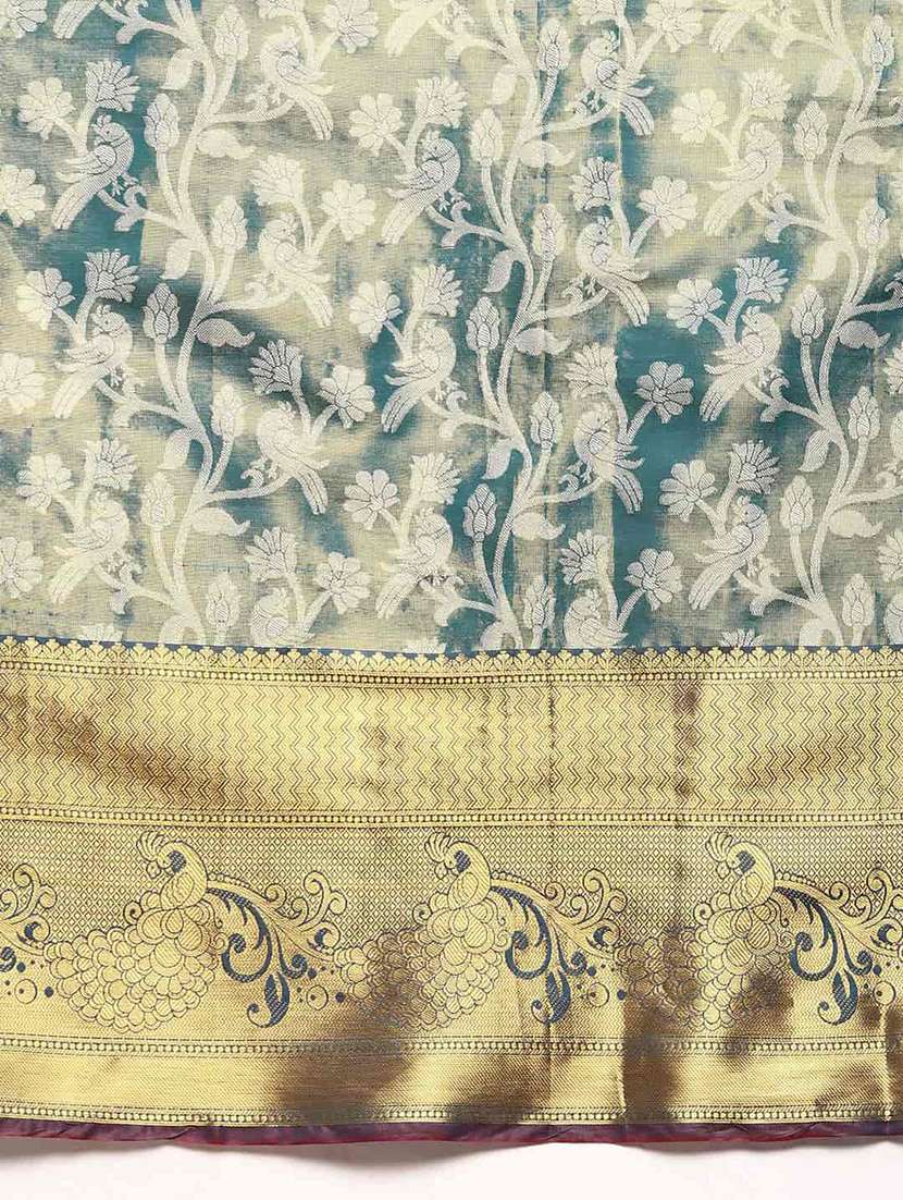 women teal blue banarasi saree - 21486079 -  Standard Image - 4