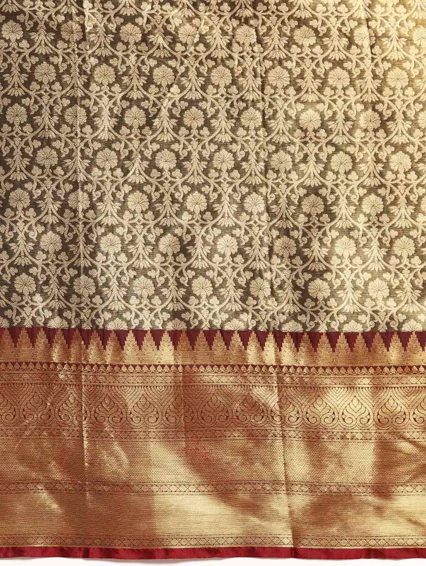 women brown banarasi saree - 21486080 -  Standard Image - 4