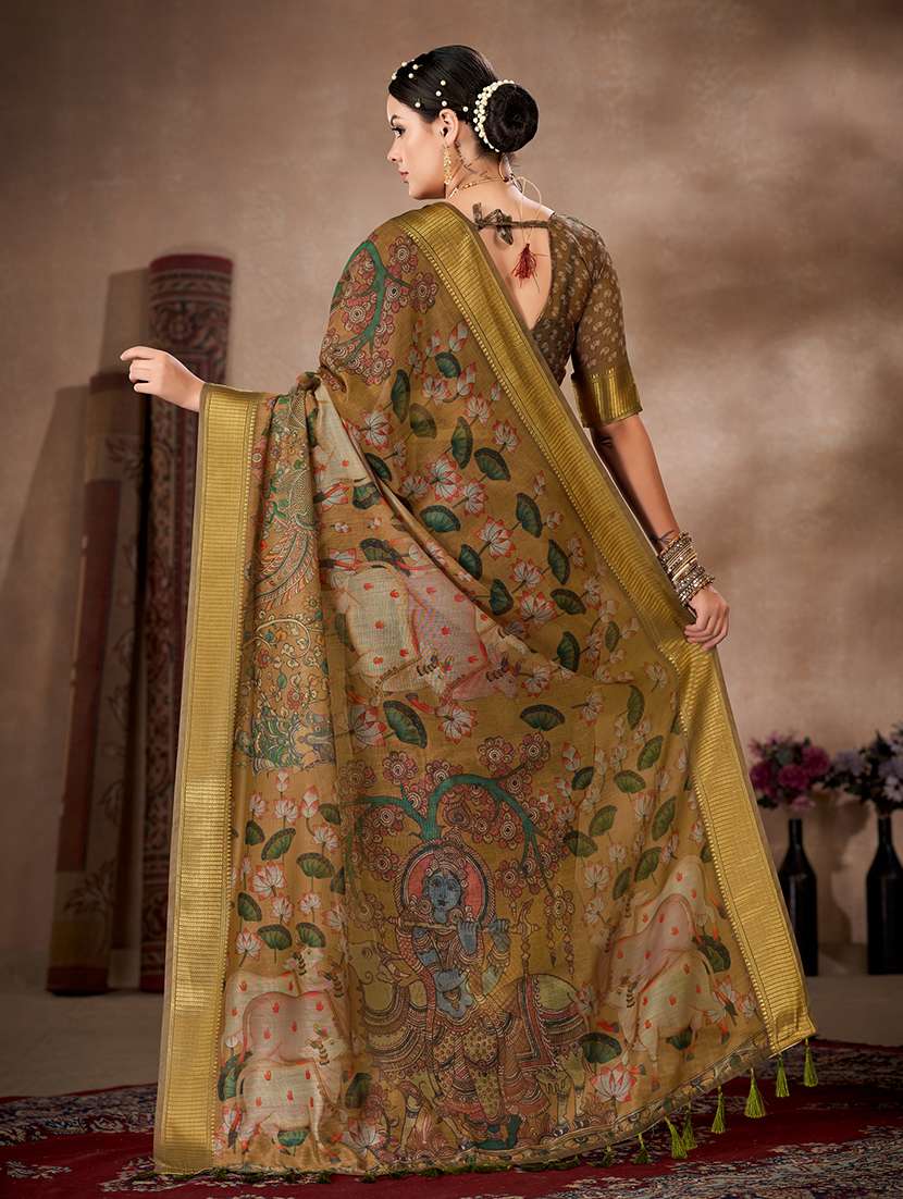 women brown chanderi saree - 21486123 -  Standard Image - 1