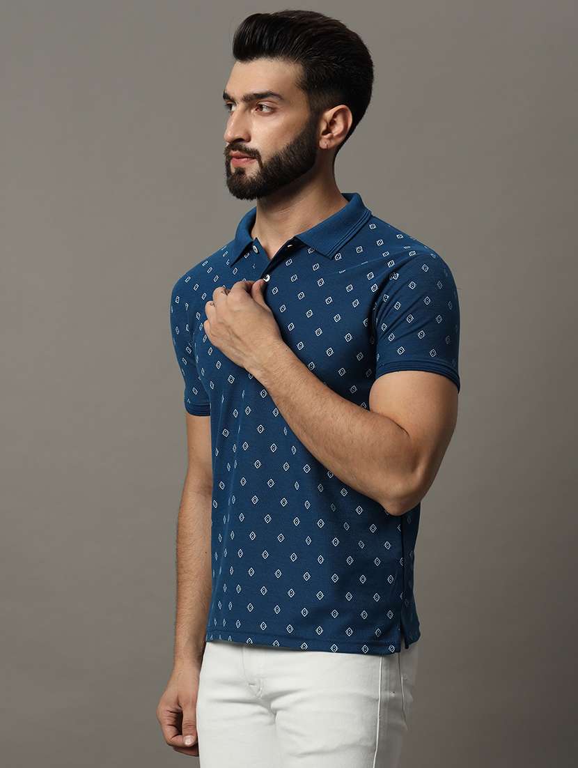 men printed short sleeve polo t-shirt - 21486177 -  Standard Image - 1