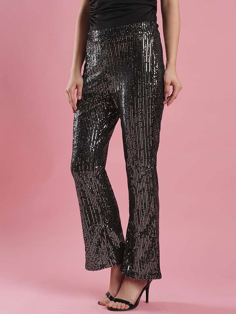 women black nylon bootcut trouser - 21486200 -  Standard Image - 1