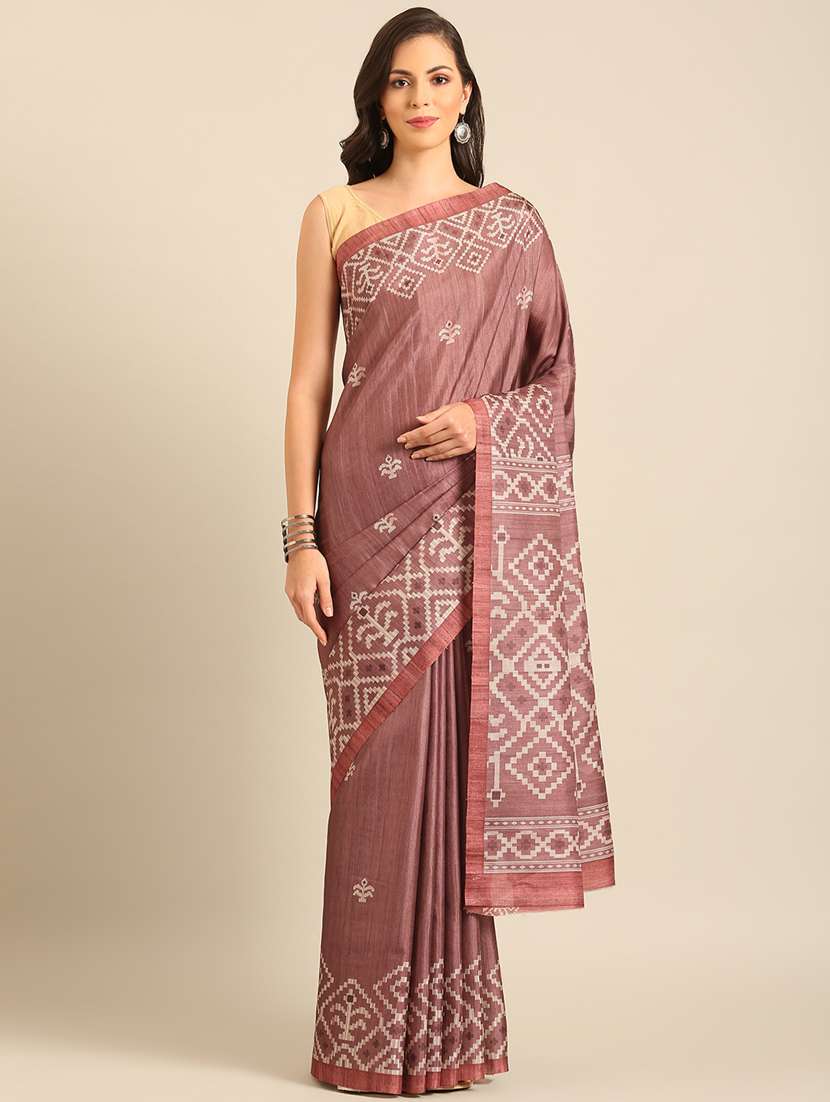 burgundy cotton printed saree with blouse