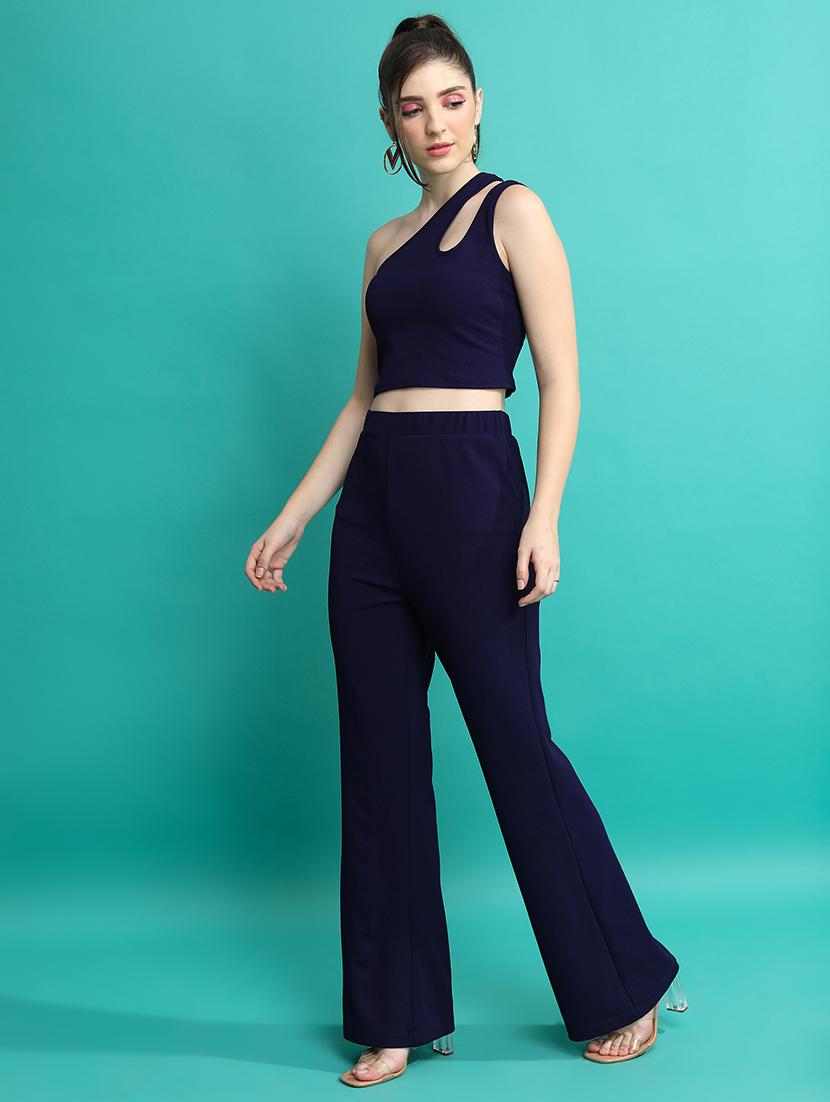 women solid top and trouser co-ord set - 21486368 - Standard Image - 1