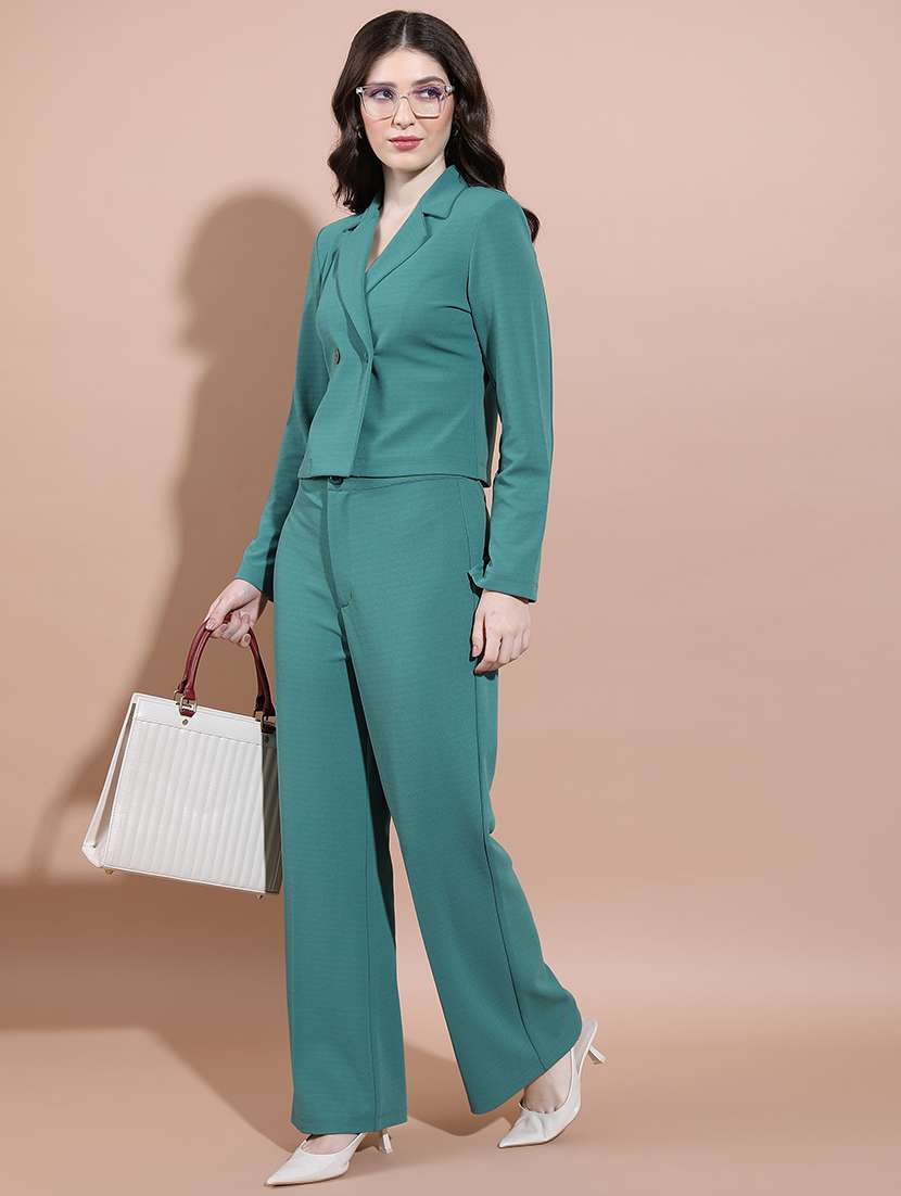 women solid blazer and trouser co-ord set - 21486373 -  Standard Image - 1