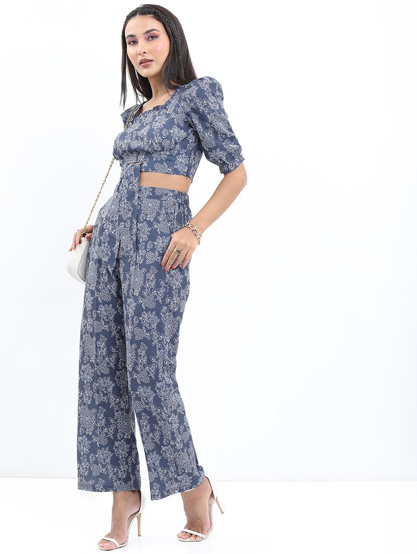 women blue polyester top and trouser co-ord set - 21486401 -  Standard Image - 1