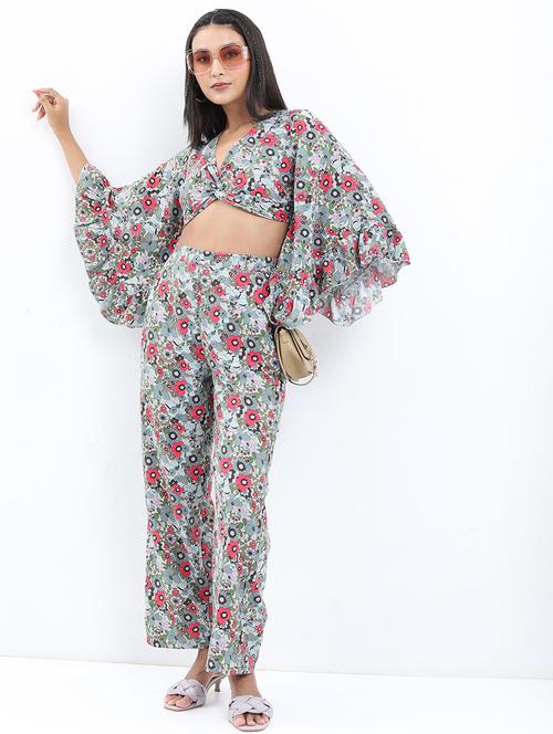 women blue polyester top and trouser co-ord set - 21486402 -  Standard Image - 0