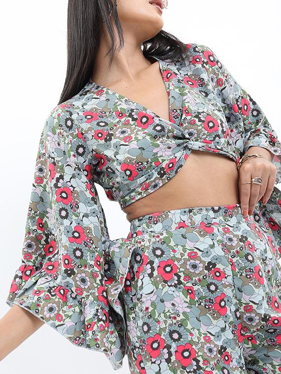 women blue polyester top and trouser co-ord set - 21486402 - Standard Image - 4