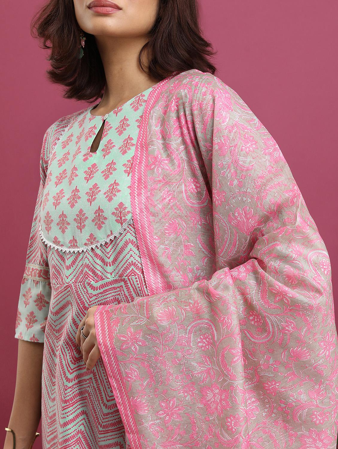 women printed kurta palazzo set with dupatta - 21486413 - Standard Image - 4